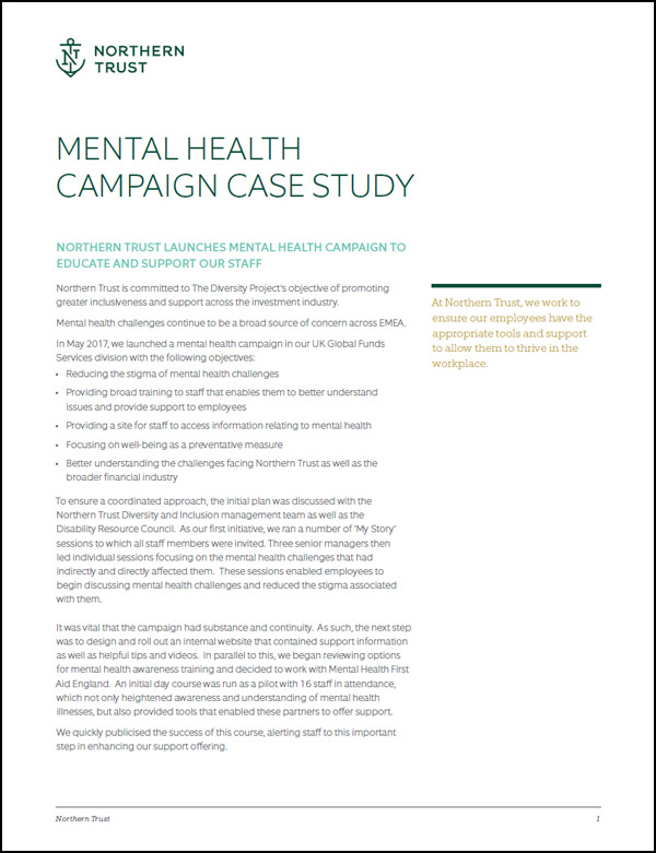 Image for Case study: Northern Trust launches mental health campaign
