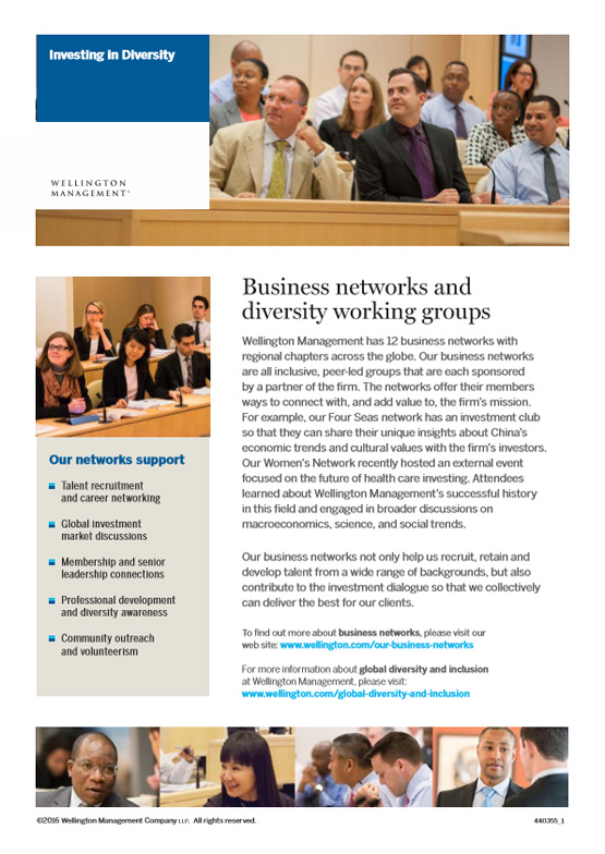 Image for Wellington Management: Business networks and diversity working groups