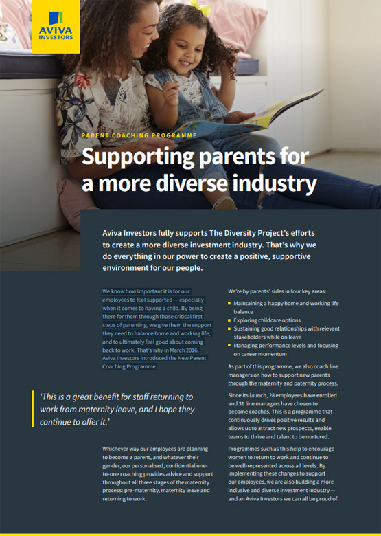 Image for Aviva Parent Coaching Programme: Supporting parents for a more diverse industry