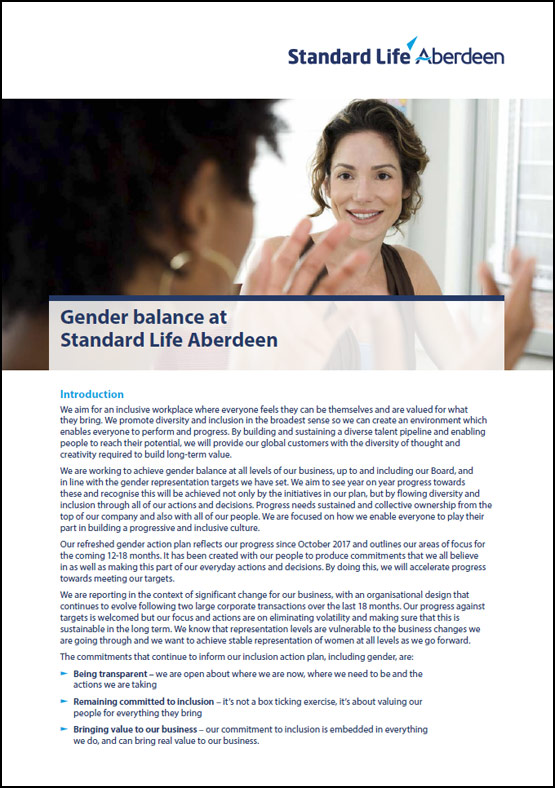 Image for Gender balance at Standard Life Aberdeen October 2018