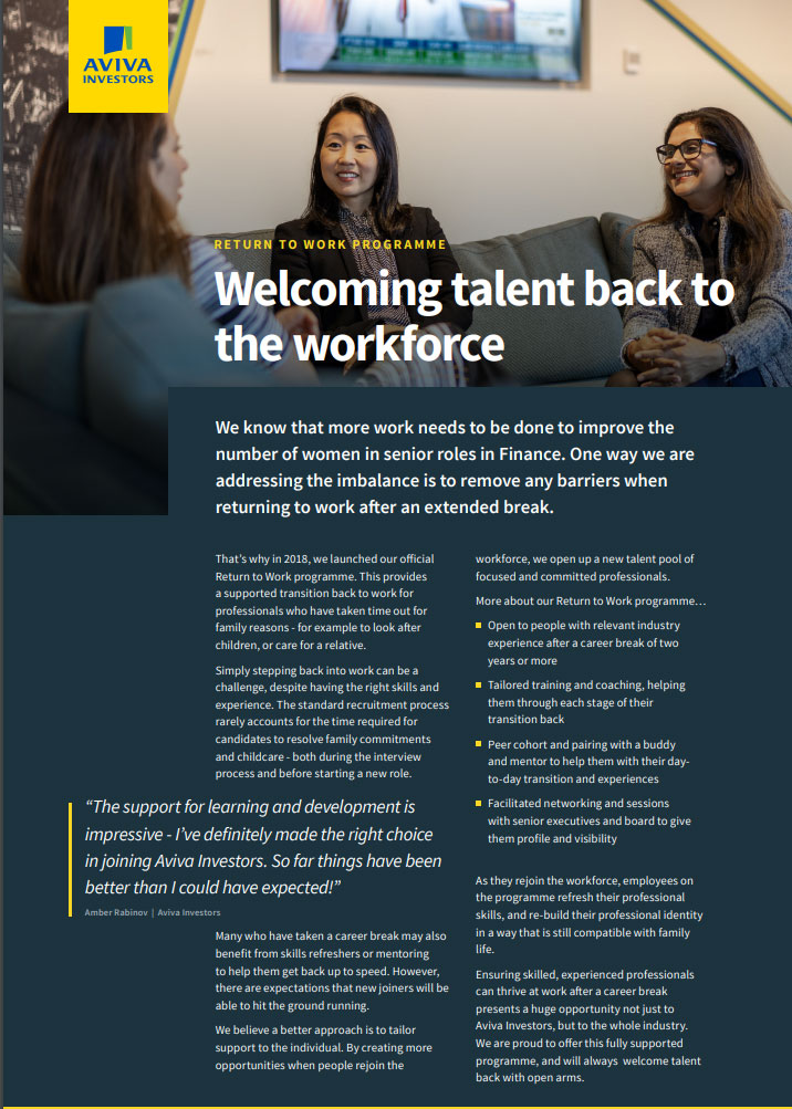 Image for Aviva – Welcoming talent back to the workforce