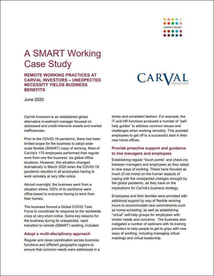 Image for Remote Working Practices at Carval Investors – Unexpected Necessity Yields Business Benefits: A SMART Working Case Study