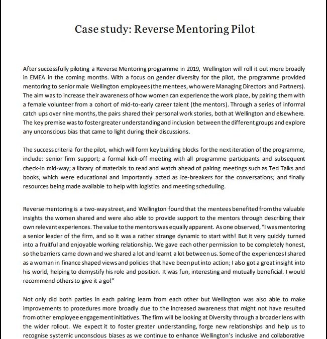 Wellington Management Case Study: Reverse Mentoring Pilot