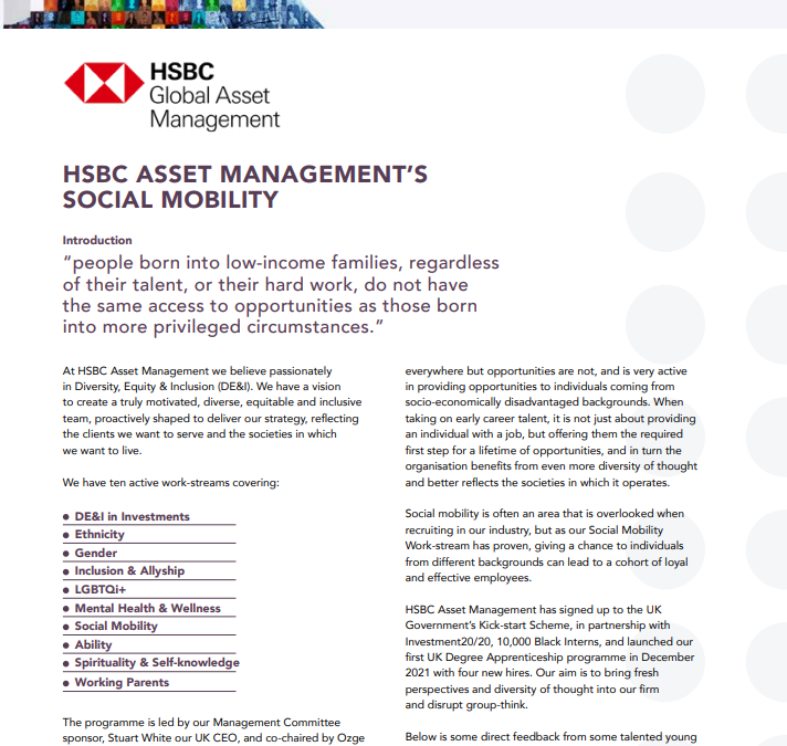 HSBC Asset Management Case Study: Social Mobility