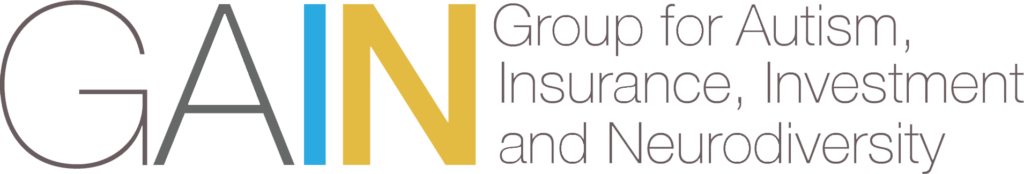 Logo for GAIN: Group for Autism, Insurance, Investment & Neurodiversity