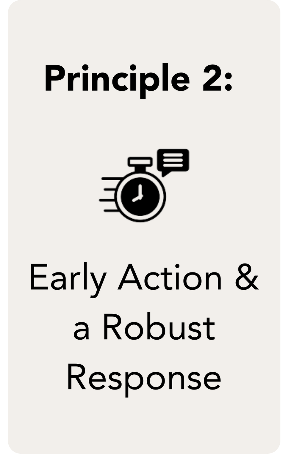Principle 2 – with icon to demonstrate Early Action & a Robust Response